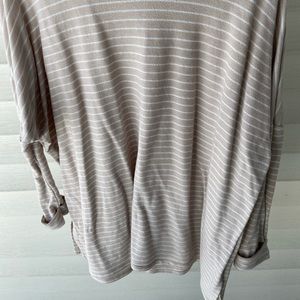 Oversize striped tee with rolled sleeves